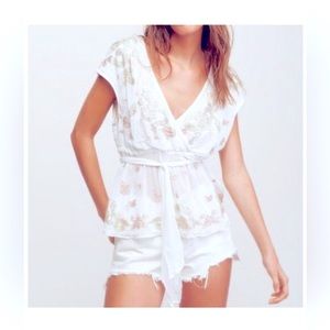 FREE PEOPLE  SEQUINED EMBELLISHED TUNIC BLOUSE TOP SIZE M